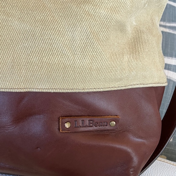 L.L. Bean Canvas Brown Leather Bag - Picture 2 of 6